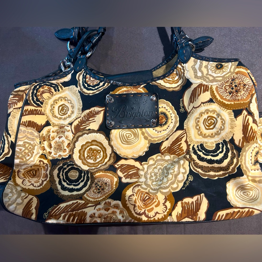 Brighton Floral Shoulder Bag - Black and Brown